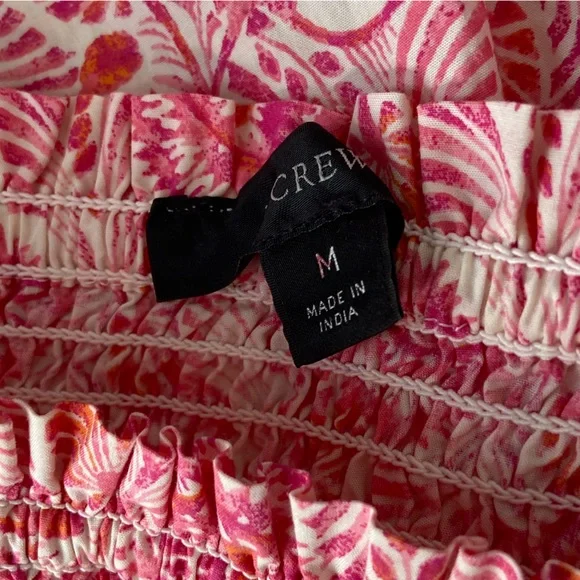 J Crew Puff Sleeve Smocked Mini Dress in Dandelion Swirl Pink/White Sz M - Picture 11 of 14